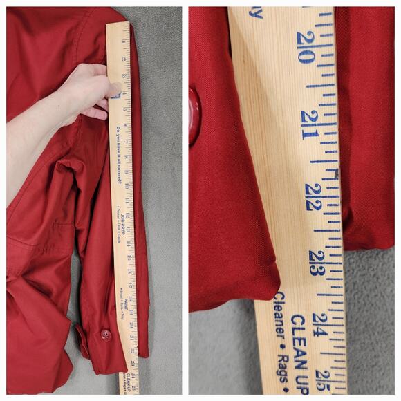 Marmot Trench Coat sz L Women Hooded Brick Red Lined Mid Length Lined Pockets - Picture 7 of 13